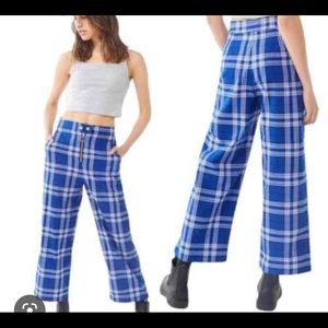 Urban Outfitters Blue Plaid Wide Leg Pants